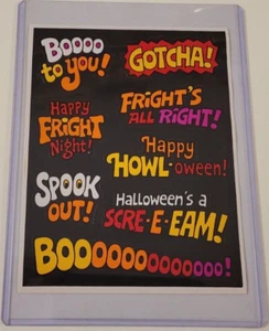 HALLOWEEN Vintage anni 80 FRIGHT NIGHT Spook Out GOTCHA STICKER CARD FOGLIO mai usato - Foto 1 di 3