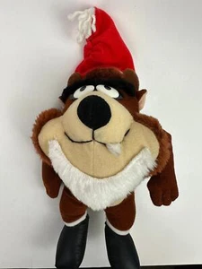 Looney Tunes 1992 Vintage Plush “Tasmanian Devil” with Santa Hat (8 inch) - Picture 1 of 3