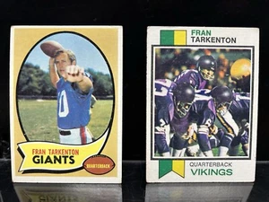 Fran Tarkenton Vikings 1973 Topps #60 & 1970 #80 HOF QB - Picture 1 of 4