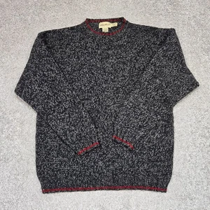 Vintage Eddie Bauer 100% Wool Sweater Men's Medium gray red - Picture 1 of 7