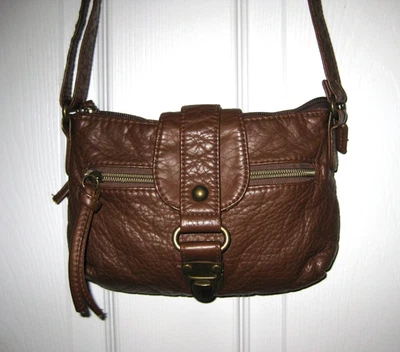 Stone Mountain Small Crossbody Bag Brown Soft Pebbled Leather Adj. Strap - Image 1 of 4