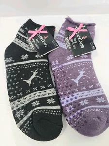 CUDDL DUDS 2 Pr Para mujeres Terry Lounge Grip Antideslizante Zapatilla Calcetines Felpa NAVIDAD - Imagen 1 de 3