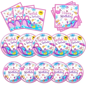 Splish Splash Rosa Decorazioni Compleanno 60 PZ Forniture per Feste Estive Waterscivolo - Foto 1 di 6