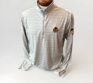 Antigua Chicago Blackhawks Gray Quarter Zip Shirt Size L - Picture 1 of 6