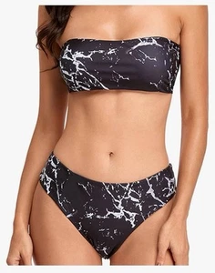 OMKAGI Women's 2 Pieces Bandeau Bikini Swimsuits Off Shoulder High Waist - Picture 1 of 2