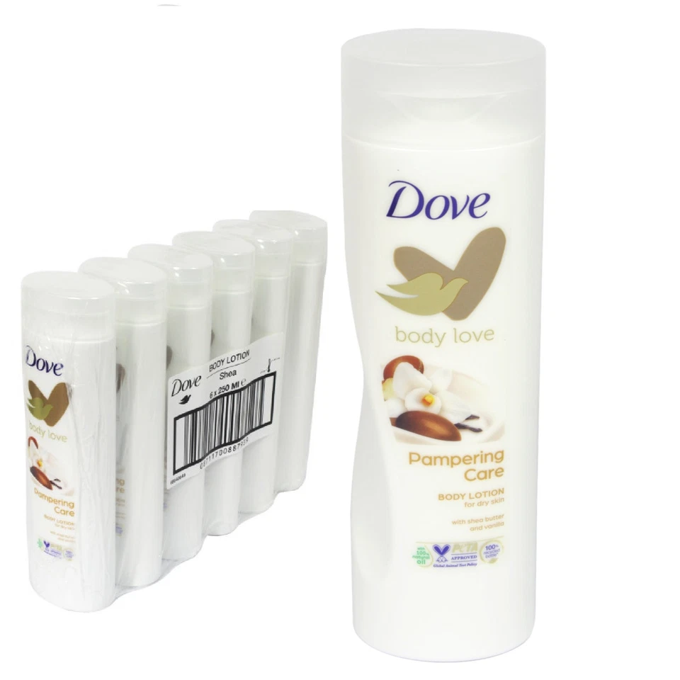 6 x Dove Body Lotion Pampering Care With Shea Butter & Vanilla 250ml - Image 1 of 1