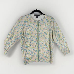 Y2K Silx By August Silk Cardigan Womens L Pastel Soft Floral Romantic Fitted - Picture 1 of 7