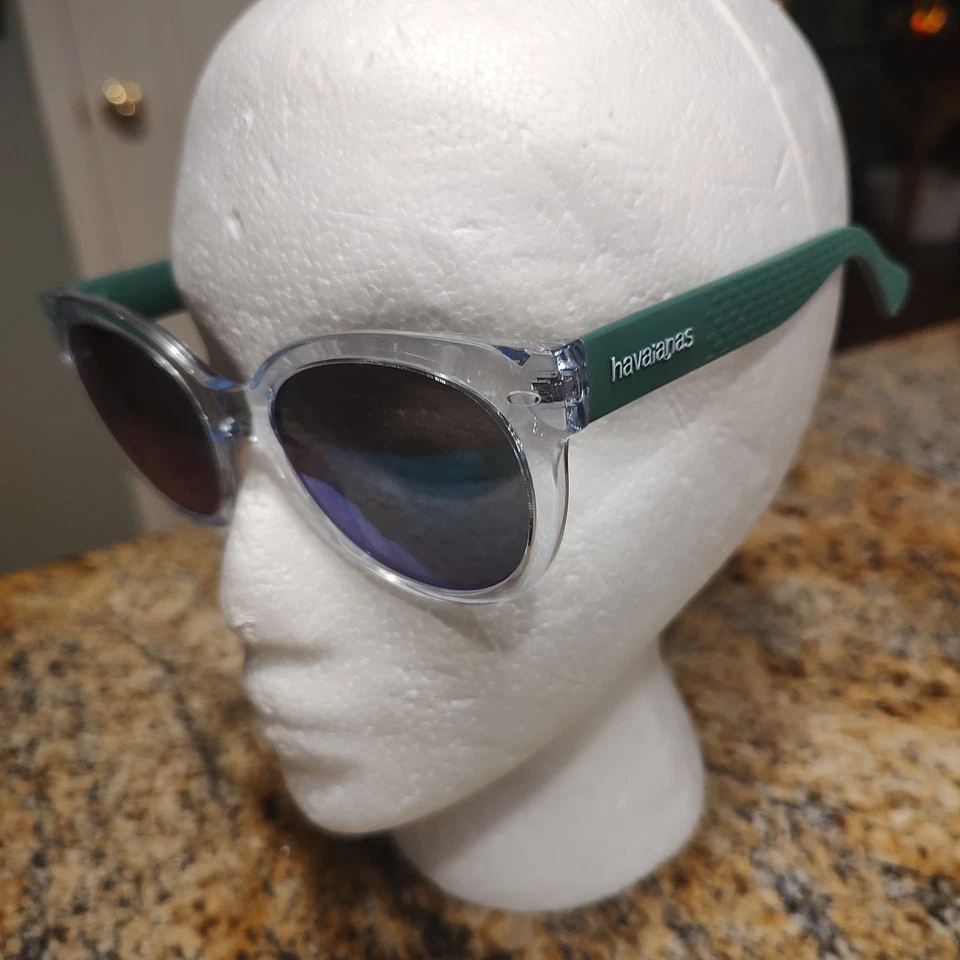 Havaianas Noronha/M Hat Sunglasses Mens 52□21 Round Clear Frame Blue Lens QTTZ9 — 第 1/4 张图片