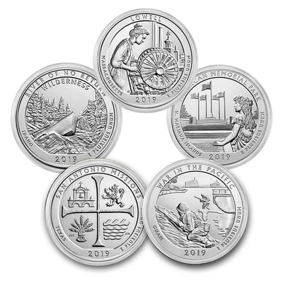 2019 5-Coin 5 oz Silver ATB Set (America the Beautiful) - Image 1 of 4