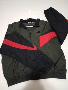 Vintage 90s Nike White Tag Large - L Windbreaker Jacket Color Block Black Red - Picture 1 of 9