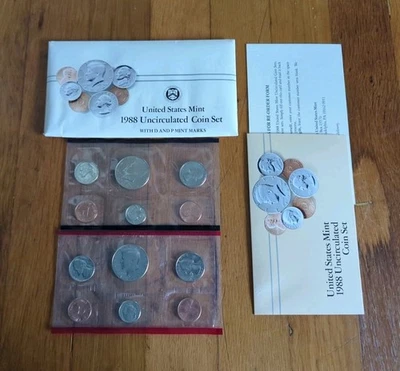 NEW 1988 United States Mint Uncirculated D & P Coin Set US w/ Envelope - Image 1 of 2