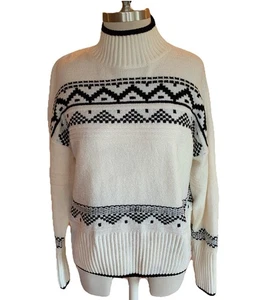 Christian Siriano Chenille Sweater Nordic Fair Isle Mock Neck Ski Soft Sz Large - Picture 1 of 11