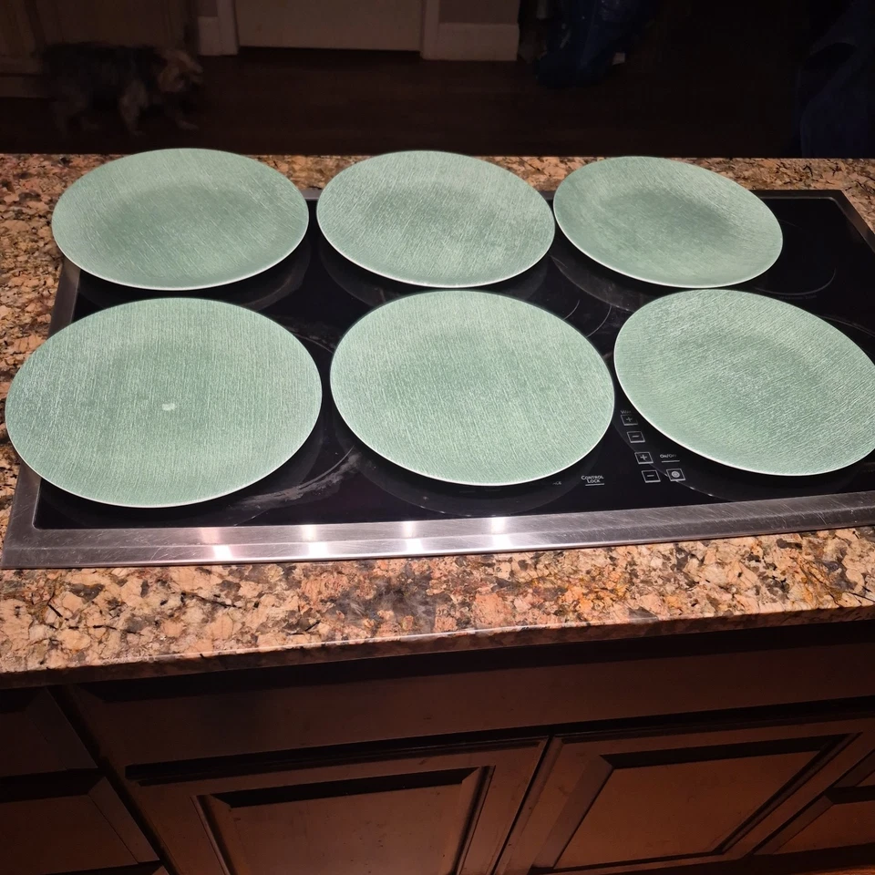 Juego de 6 platos de cena vintage Corelle de lino verde de 10,25" color liso único Foto 1 de 4