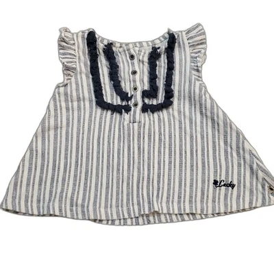 Top bebé a rayas azul y blanco Lucky Brand 12 meses Foto 1 de 4