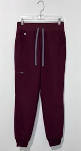 FIGS Zamora Jogger Pants Womens SP Burgundy Pockets Drawstring Elastic Waist - Picture 1 of 14
