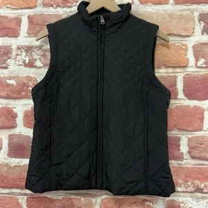 Croft & Barrow Jacket Vest Womens M Plain Black Diamond Quilt Casual Lightweight - Picture 1 of 10