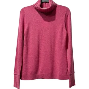 NUEVO CON ETIQUETAS KINROSS Rosa Baya 100% Cachemira Grueso Acanalado Corte Cuello Alto Suéter Talla M - Imagen 1 de 4