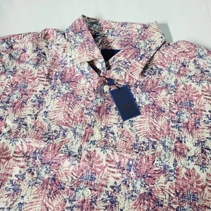 David Donahue Long Sleeve Button Front Dress Shirt Floral Leaf 17 34/35 New Tags - Picture 1 of 16