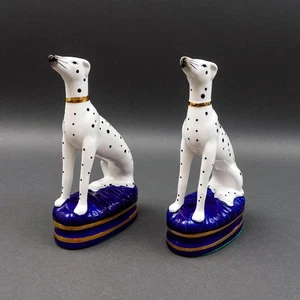 Par de estatuillas sujetalibros de porcelana para perro Dalmation estilo Staffordshire Fitz & Floyd Staffordshire - Imagen 1 de 9