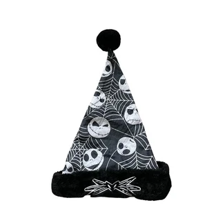 Disney Nightmare Before Christmas Jack Skellington Santa Hat Black White Winter - Picture 1 of 5