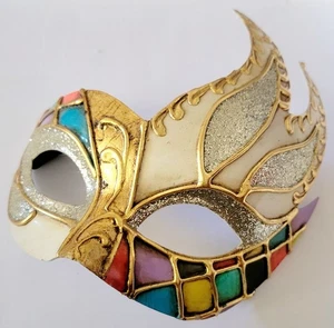 Hand Painted Italy Venetian Masquerade Mardis Gras Signed - Picture 1 of 11