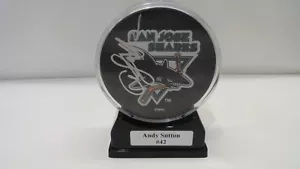 ANDY SUTTON #40 Signed Autographed San Jose Sharks Souvenir Puck in case - Picture 1 of 5