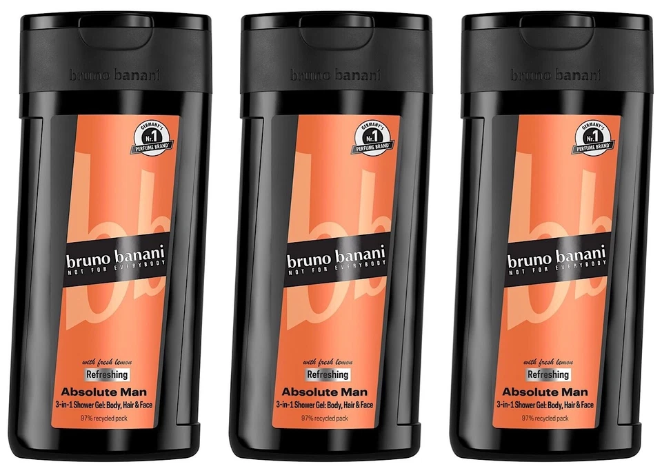 ✅ Bruno Banani Absolute Man MAN Duschgel Hair & Shower Gel 3x 250 ml ✅