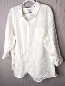 INC Womens SHIRT 5X White Cotton Versatile Tab Sleeve Breathable Stretch NEW - Picture 1 of 14