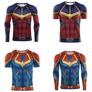 Ms. Captain Marvel 3D T-Shirts Cosplay Superhero Sports Fitness Quick Dry Tee - Bild 1 von 27