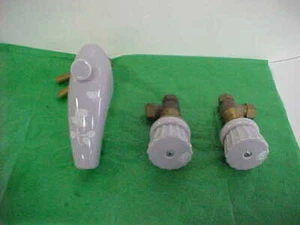 VINTAGE LAVENDER LAVATORY PORCELAIN FAUCET SET WITH BUTTERFLIES AND FLOWERS - Picture 1 of 9