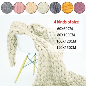 Luxury Large Chunky Polyester Hand Knitted Cable Knit Blanket Beding Sofa Throw - Picture 1 of 22