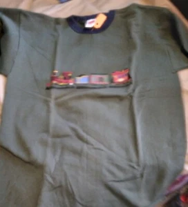 XL 16 - 18 Olive Sweatshirt Fabric fiber Print Train on front 277360 - Picture 1 of 2