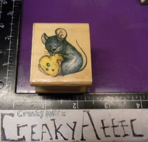 MOUSE CHEESE HEART OUT RUBBER STAMP ALL NIGHT MEDIA 213D CREAKYATTIC - Picture 1 of 2
