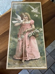 Yard Long Greetings Of Spring Easter Lilies Girl Victorian Advertisement - Picture 1 of 12