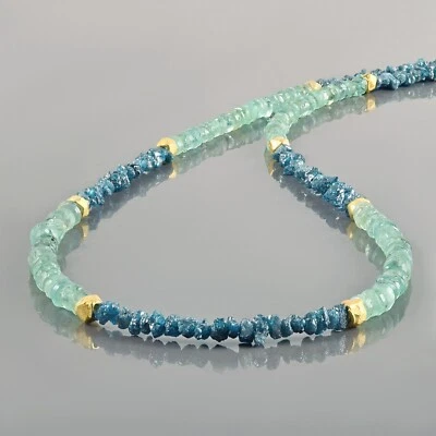 Natürlich Grobem Blau Diamant & Smaragd Lose Perlen Stränge Handgemacht - Bild 1 von 4