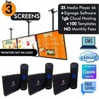 3 Screens Digital Signage Player 6k for Digital Menu Boards + FREE Software +