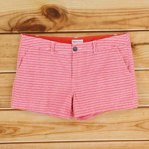 Merona Shorts Flat Front Womens 12 Pink Striped 100% Cotton Pockets Belt Loops - Picture 1 of 7