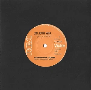 THE GUESS WHO Heartbroken Bopper RARE 1972 NZ 7"45 IMPORT 74-0659 ROCK Cummings - Picture 1 of 1