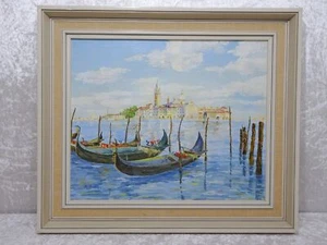 Cuadro al óleo pintura firmada R. Zorn - Vintage 1963 - Venecia Palacio Ducal góndolas - Imagen 1 de 6