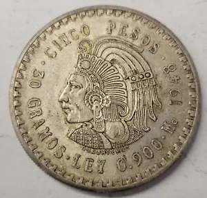 1948 Mexico Cinco Peso's Silver Coins..900, 30 Grams. - Picture 1 of 2