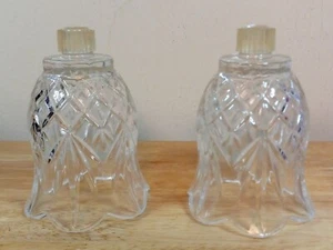 VTG 2pc Lead Cut Crystal Candle Sconce Peg Votive Holders Glass Shades EUC - Picture 1 of 5