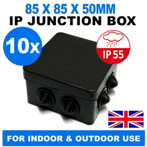 10 X BLACK WEATHERPROOF ADAPTABLE INDOOR OUTDOOR JUNCTION BOXES IP55 10 PACK - Picture 1 of 1