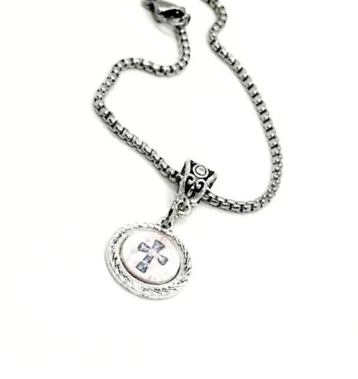 Cross Cabochon Pendant Necklace, Believer Gift, Baptism, Faith, Christian, Gift Foto 1 de 1