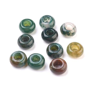 30pc Natural Indian Agate European Large Hole Rondelle Beads Stone Spacer 14x8mm - Picture 1 of 2
