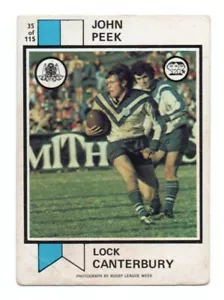 1974 Nrl Rugby League Scanlens (35) John PEEK Canterbury - Picture 1 of 2