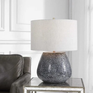 PEBBLES 22" EMBOSSED STONE TEXTURE CERAMIC TABLE LAMP UTTERMOST 28445 - Picture 1 of 5
