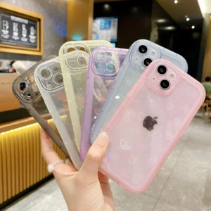 For iPhone 14 13 Pro Max 11 12 Xs XR X Aurora Heart Love Girly Clear Case Cover - Picture 1 of 16