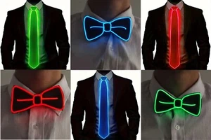 Glowing Tie Men Wire Neon LED Luminous Neck-Tie Party Luminous Light Up Decor - Picture 1 of 11