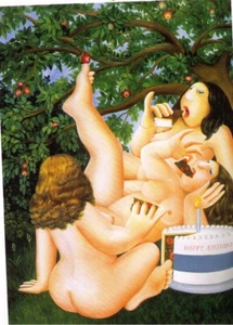 BERYL COOK ~ "BIRTHDAY CAKE" 100 ~ LARGE MOUNTED PRINT. ~ - Picture 1 of 1