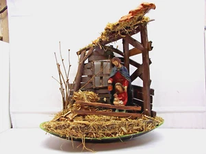Krippenstall Natur Holz rustikal Weihnachtskrippe incl. Krippenfiguren - Bild 1 von 3